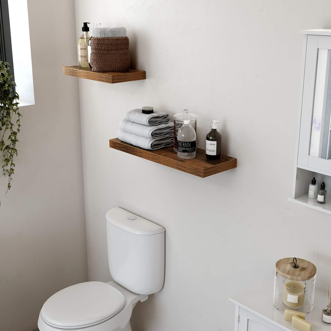 VASAGLE Raft de perete suspendat plutitor, MDF, sistem montare inclus, 80x20x4cm, vintage maro