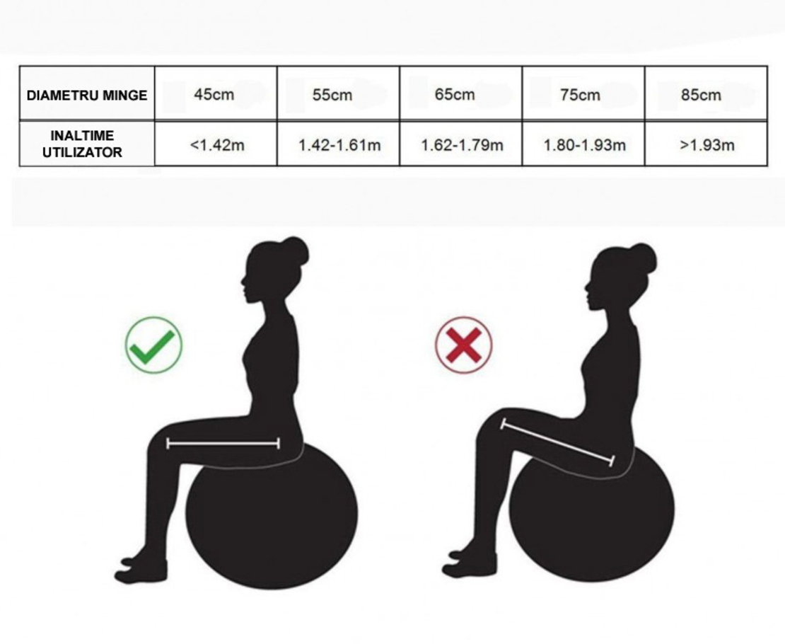 Minge pentru fitness sau yoga 85 cm, pompa inclusa, albastra