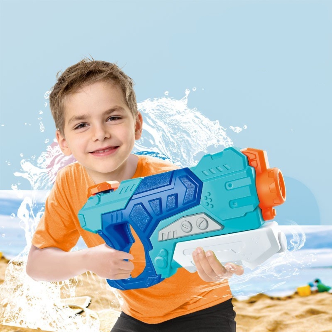 Pistol cu Apa pentru Copii, Rezervor, Pentru Piscina/Plaja, Flippy, 6ani+, Albastru, 500ML
