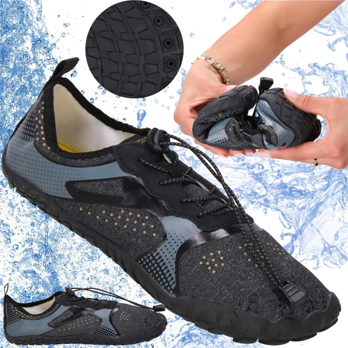 Pantofi plaja si apa, talpa cauciuc antiderapanta, material respirabil, negru, marimea 41