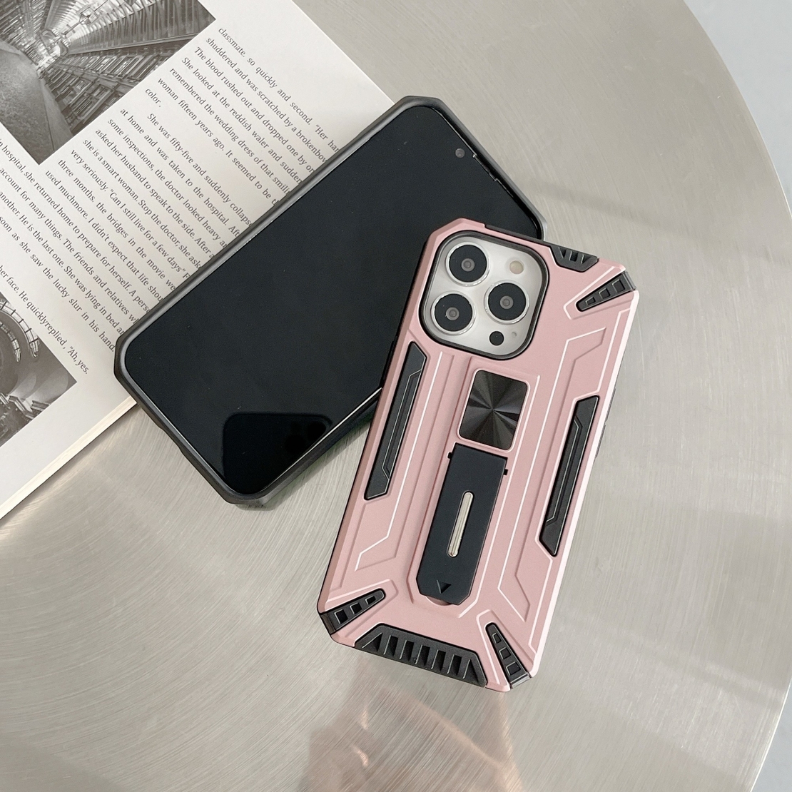 Husa de protectie Vafy pentru Apple iPhone 13 Mini Defender Sergeant Brave cu suport,Roz Auriu