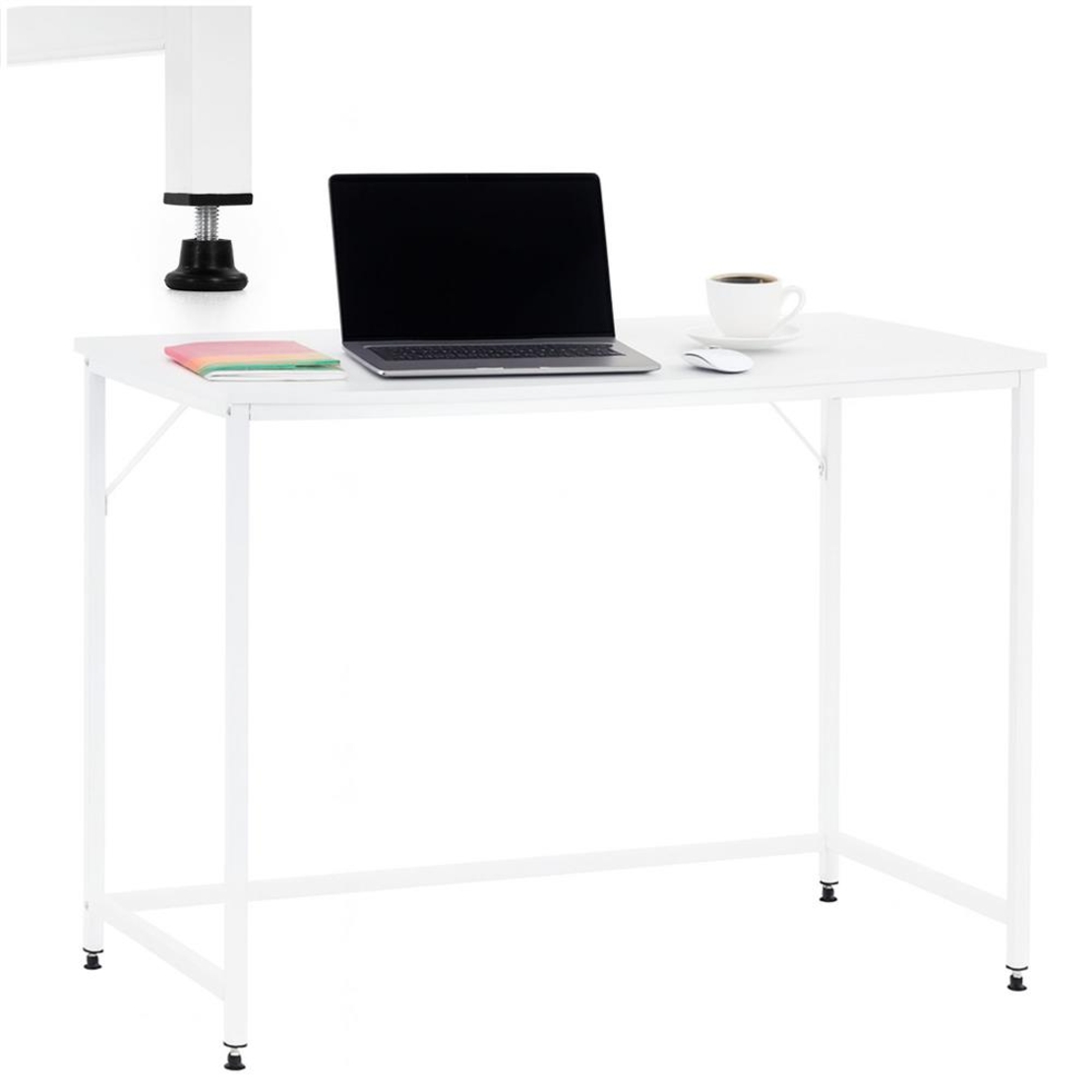 Birou cu blat MDF si cadru metalic, 100x50x76 cm, alb