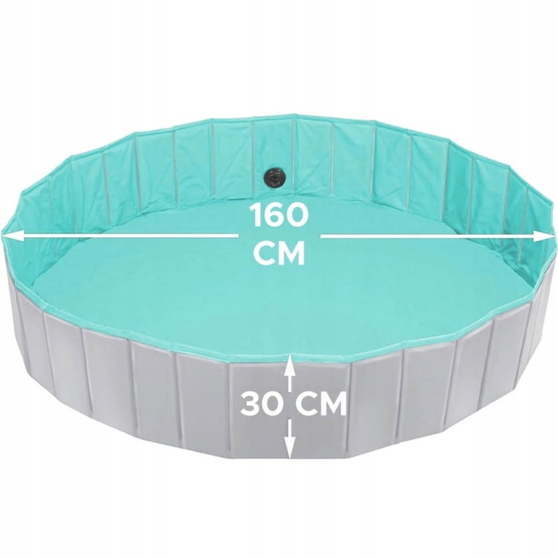 Piscina pliabila pentru caini si copii, pliere rapida, valva de scurgere, 160x30 cm, albastru