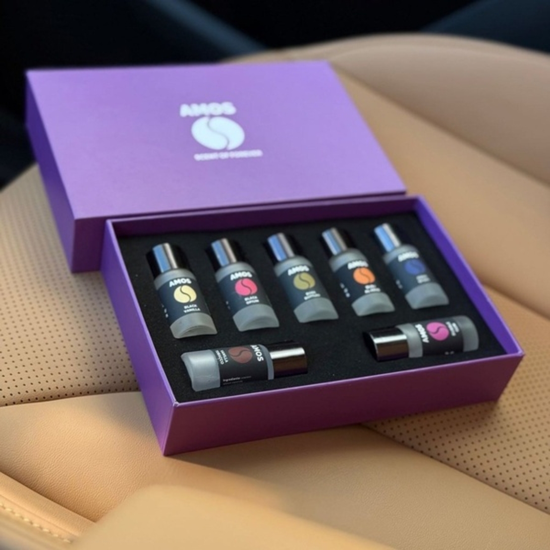 Set Amos Mini: set parfumuri Mov + 1 difuzor mini gri inchis