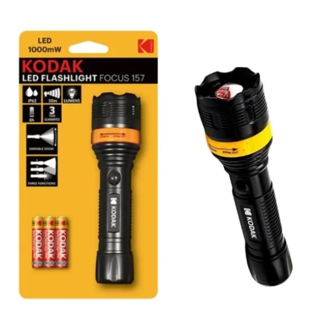LANTERNA CU ZOOM KODAK FOCUS 157 LED BATERII INCLUSE KODAK R3 AAA