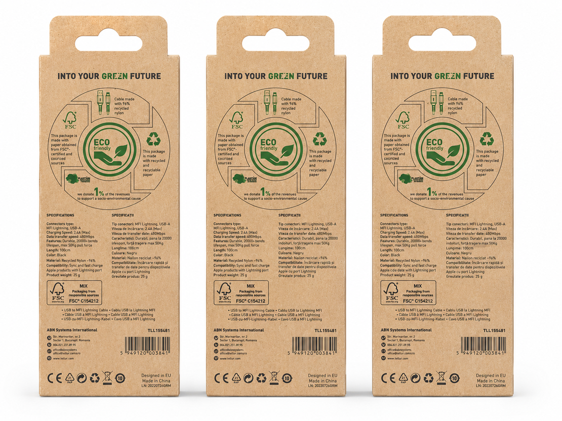 Tellur Green USB to MFI Lightning Cable 2.4A