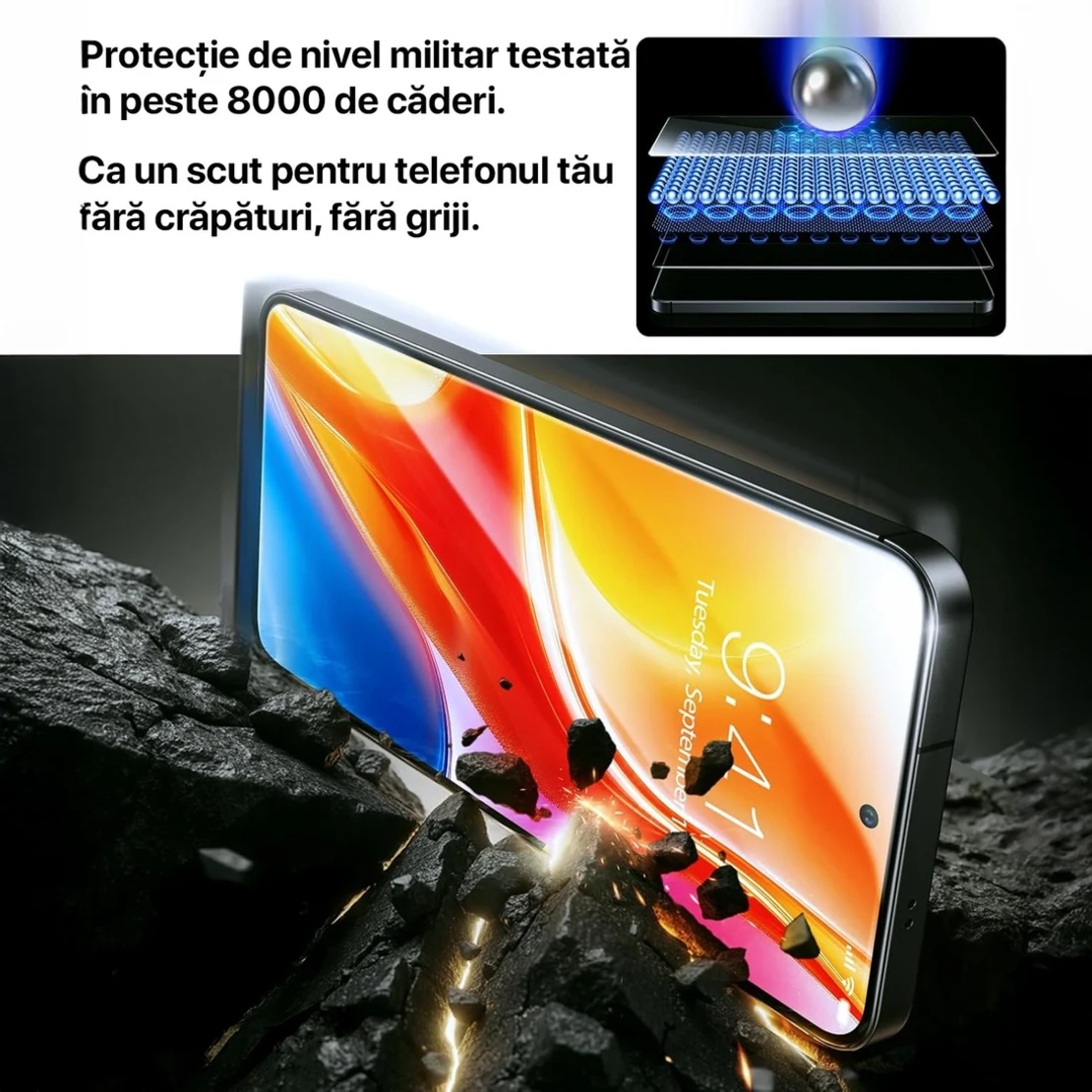 Folie Clear pentru Samsung S26 Ultra, AntiStatic Glass - Transparent / Negru