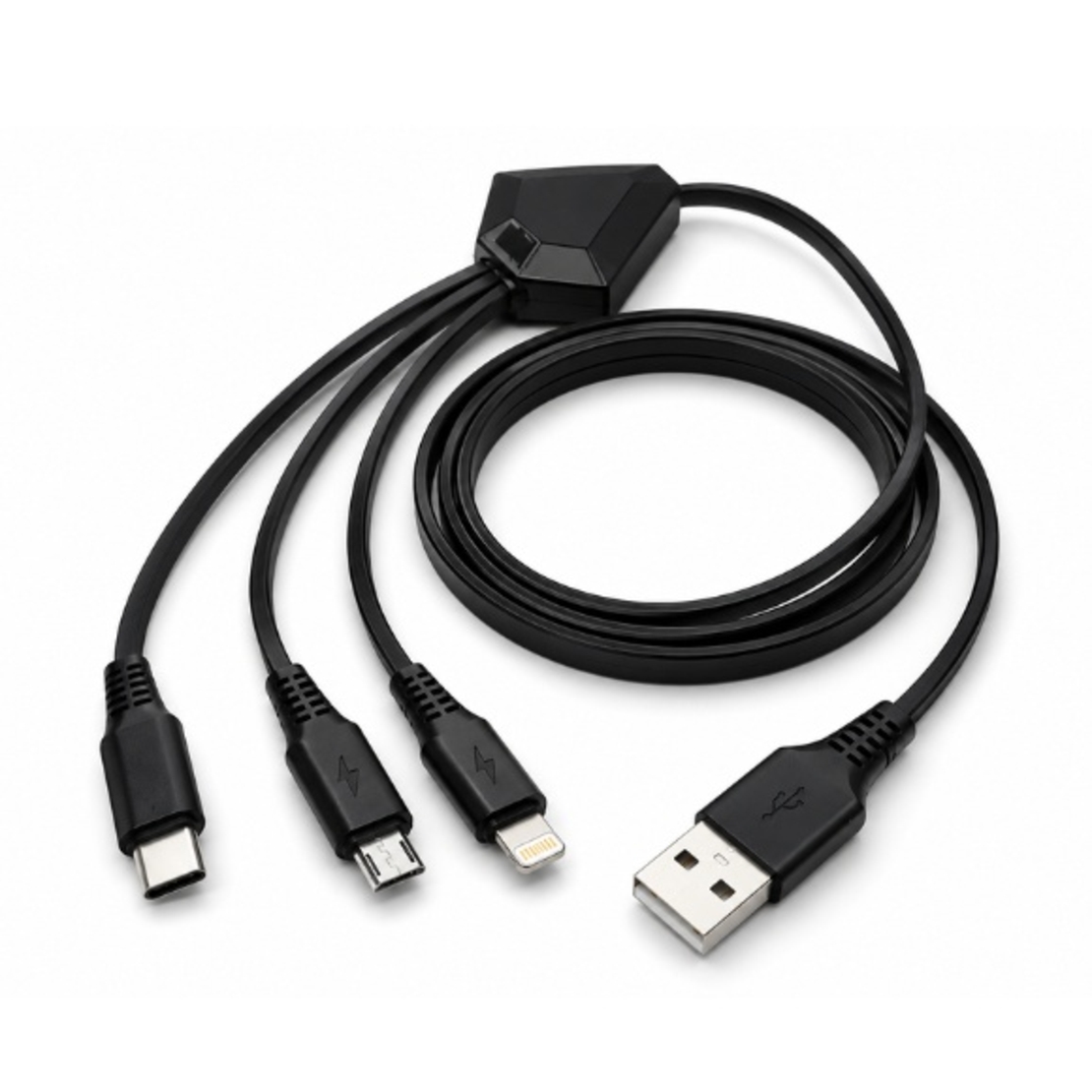 CABLU DE DATE 2.4A 5IN1 USB A LA TIP C/ IPH/ MICROUSB + 2 PORTURI USB