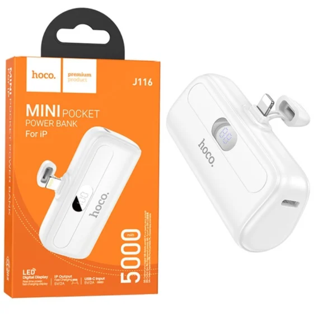 Baterie Externa PowerBank cu Afisaj Digital si Conector Lightning Capacitate de 5000mAh