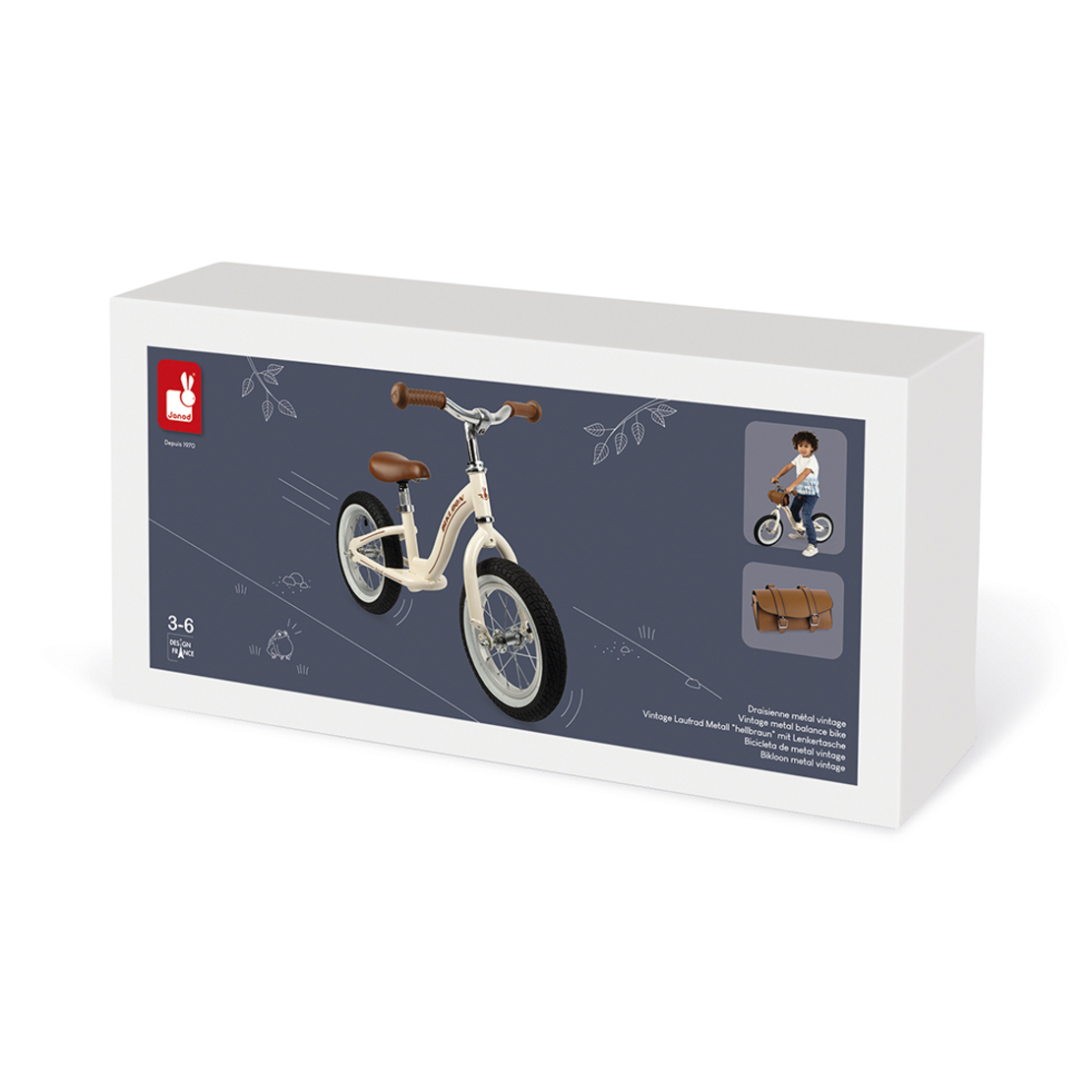 Bicicletă de Echilibru pentru Copii Bikloon  Vintage,Bej,Janod,3 ani