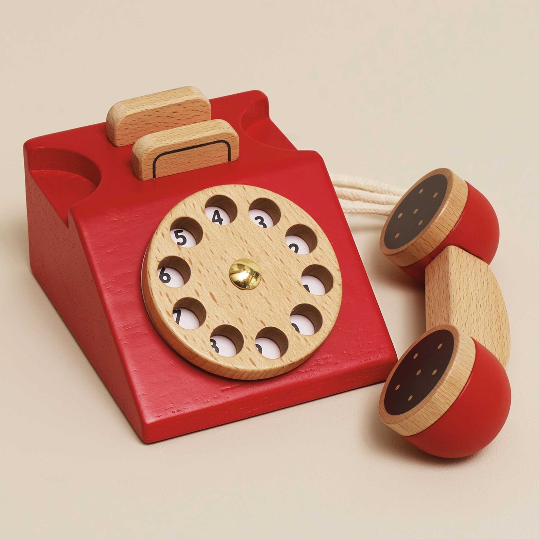 Telefon din lemn, Le Toy Van, rosu
