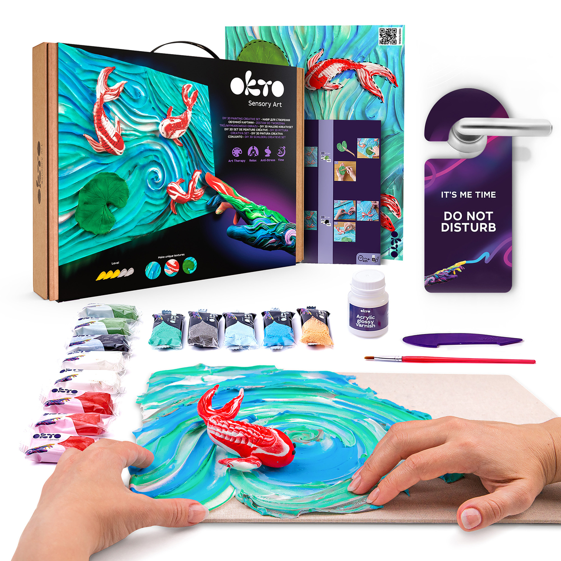 Set Creativ Tablou 3D OKTO Sensory Art - Crapi Koi, 30 x 40 cm