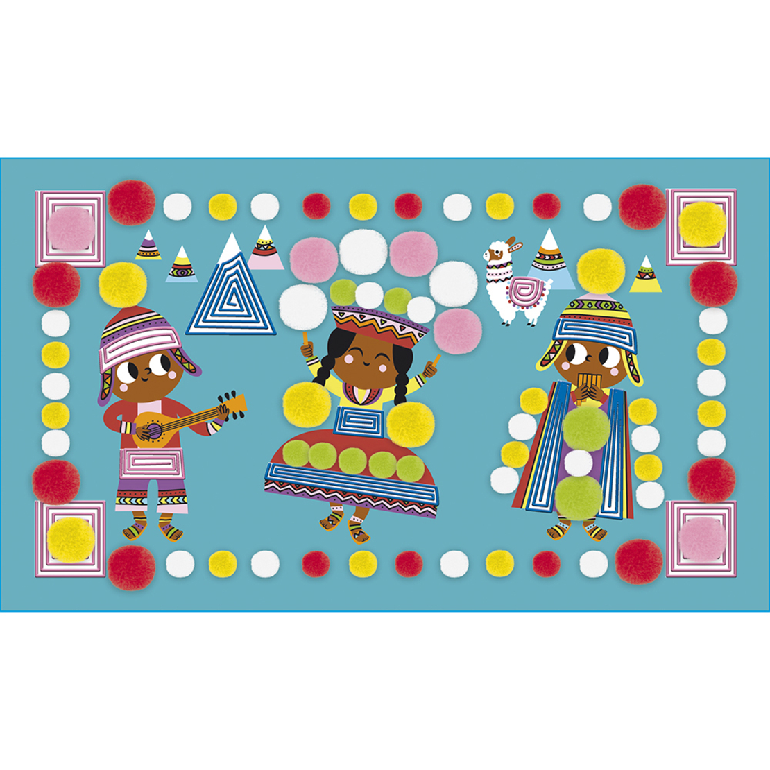 Joc creativ pentru decorat, Janod, Lama Pom Poms, 3 cartonase