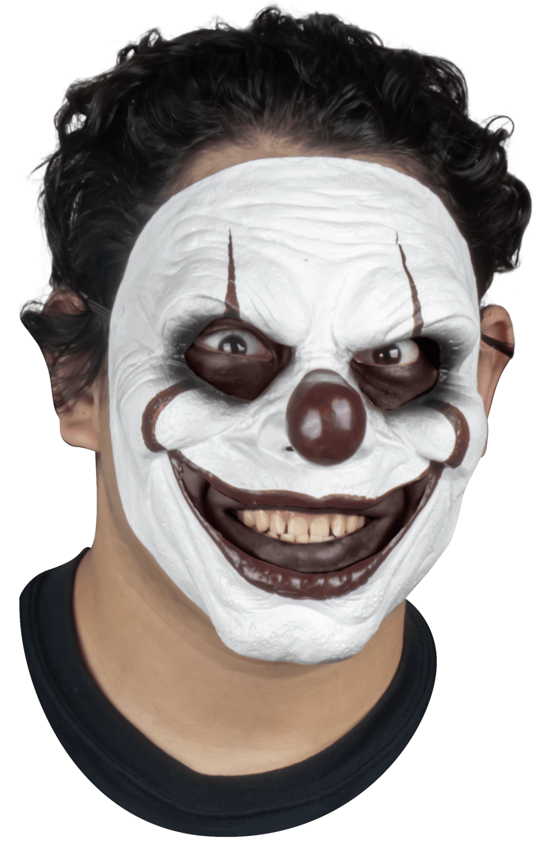 Mască Clovn Halloween, Feared Clown Half Mask, Latex, Alb/Maro