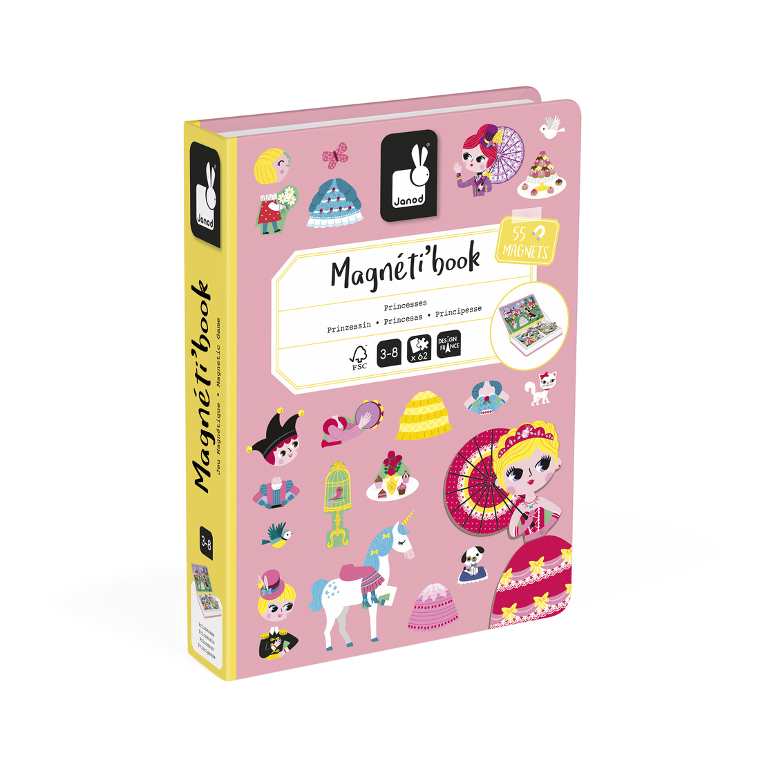 Joc educativ magnetic, Janod, Magneti'book Printese, 62 piese, 3 ani+