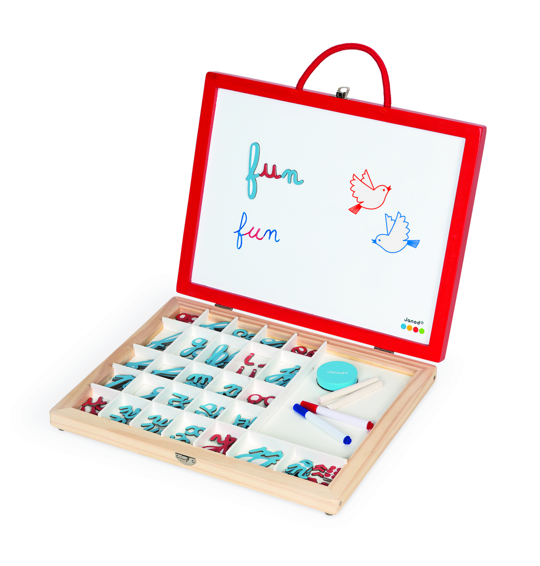 Joc educativ cu magnet, Janod, literele de mana, 3 ani+