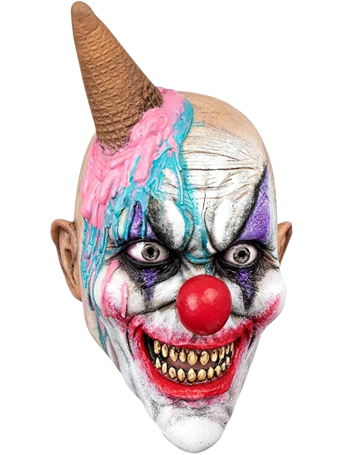 Mască Premium din Latex Ice S-cream Clown, cu Corn de Înghețată – Mărime Universală Adulți