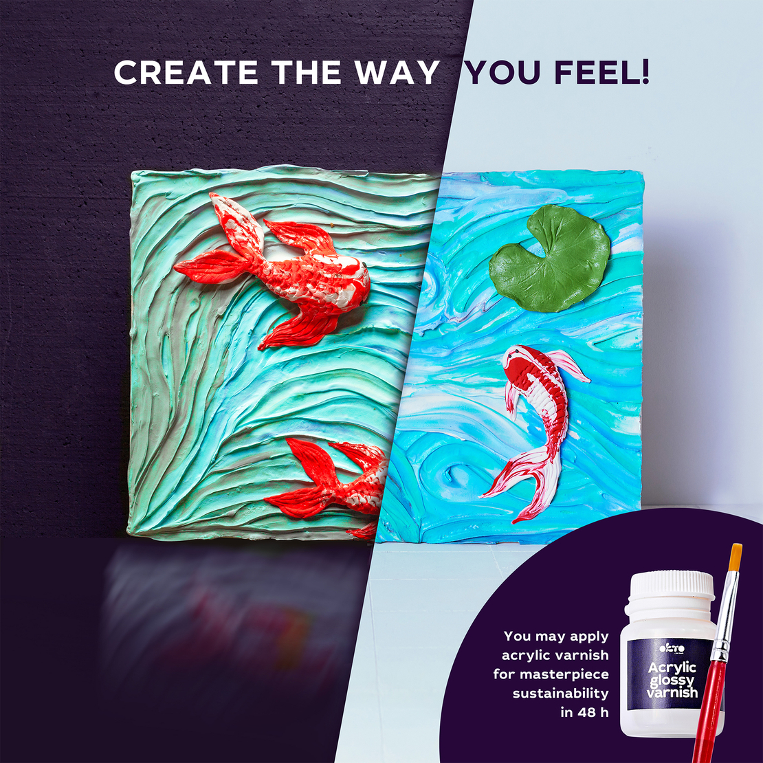 Set Creativ Tablou 3D OKTO Sensory Art - Crapi Koi, 30 x 40 cm