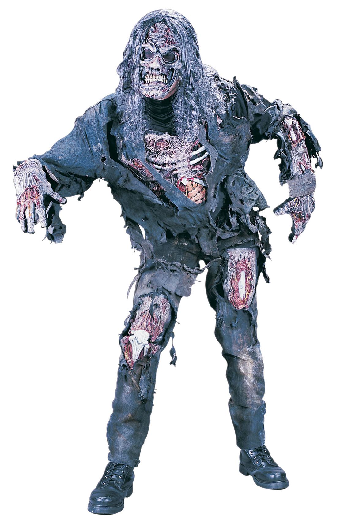 Costum Licențiat Zombie 3D pentru Adulți – Set Complet cu Mască, Mănuși și Oase Expuse