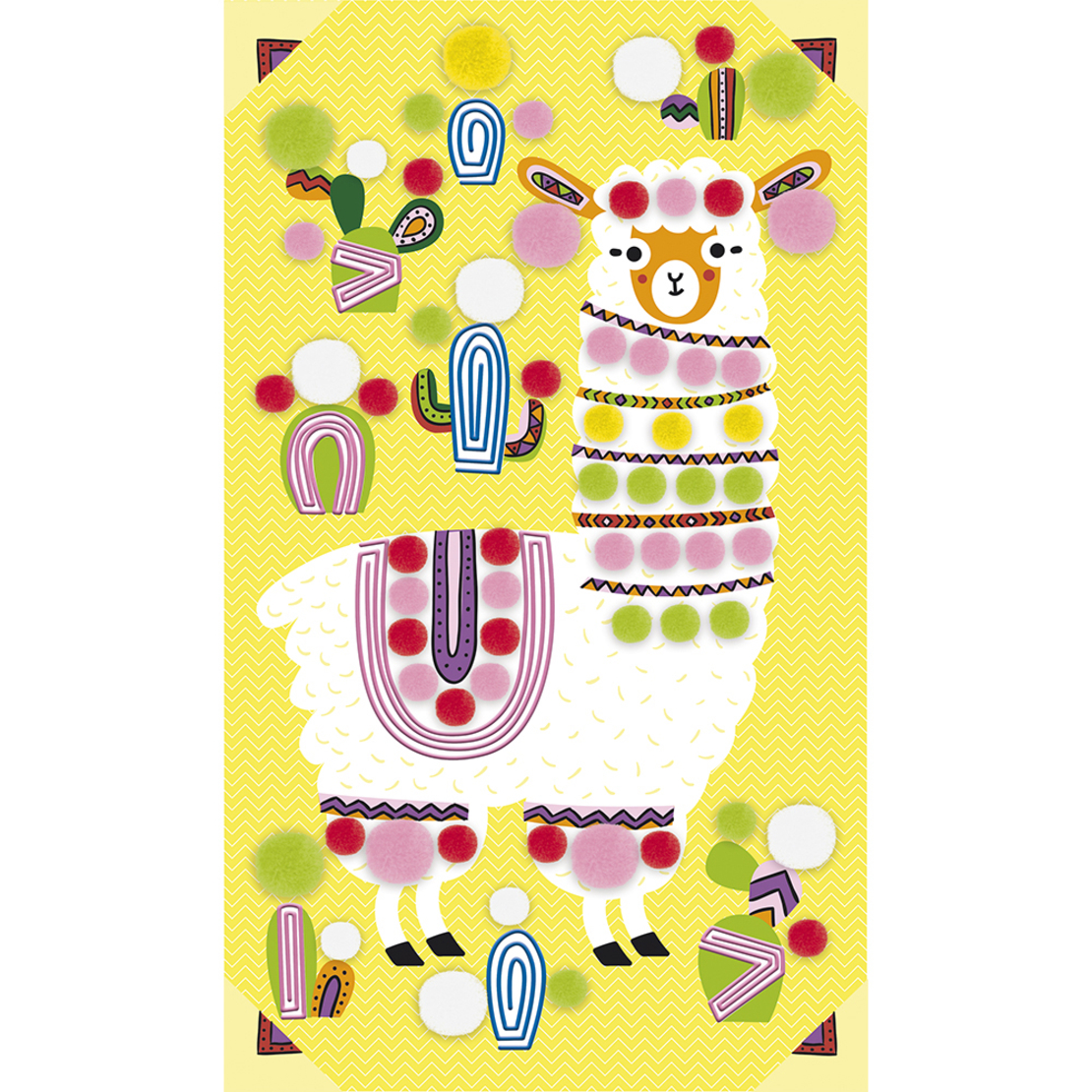 Joc creativ pentru decorat, Janod, Lama Pom Poms, 3 cartonase