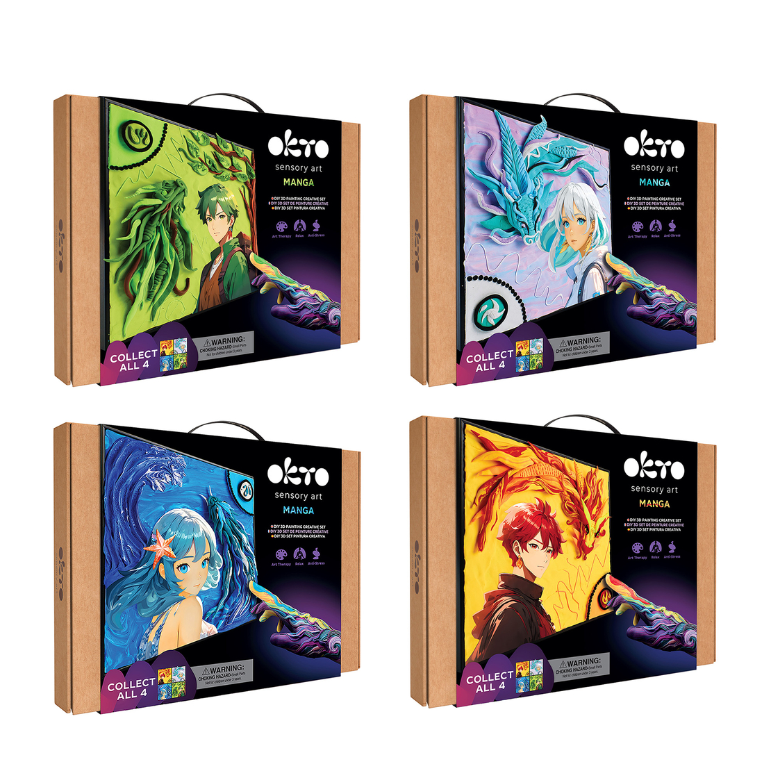 OKTO Sensory Art - Set pictură 3D cu argilă ușoară, Manga Ground (29x29 cm)