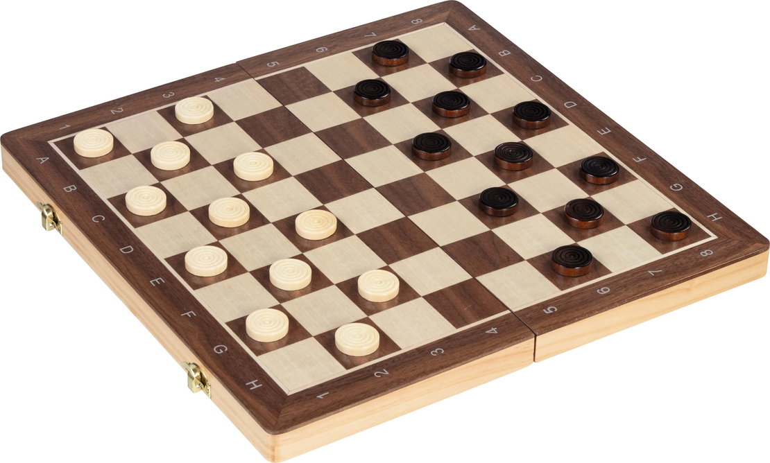 Joc de societate 2 in 1 goki, Sah si Dame, magnetic, din lemn, 59 piese, 38 x 38 cm