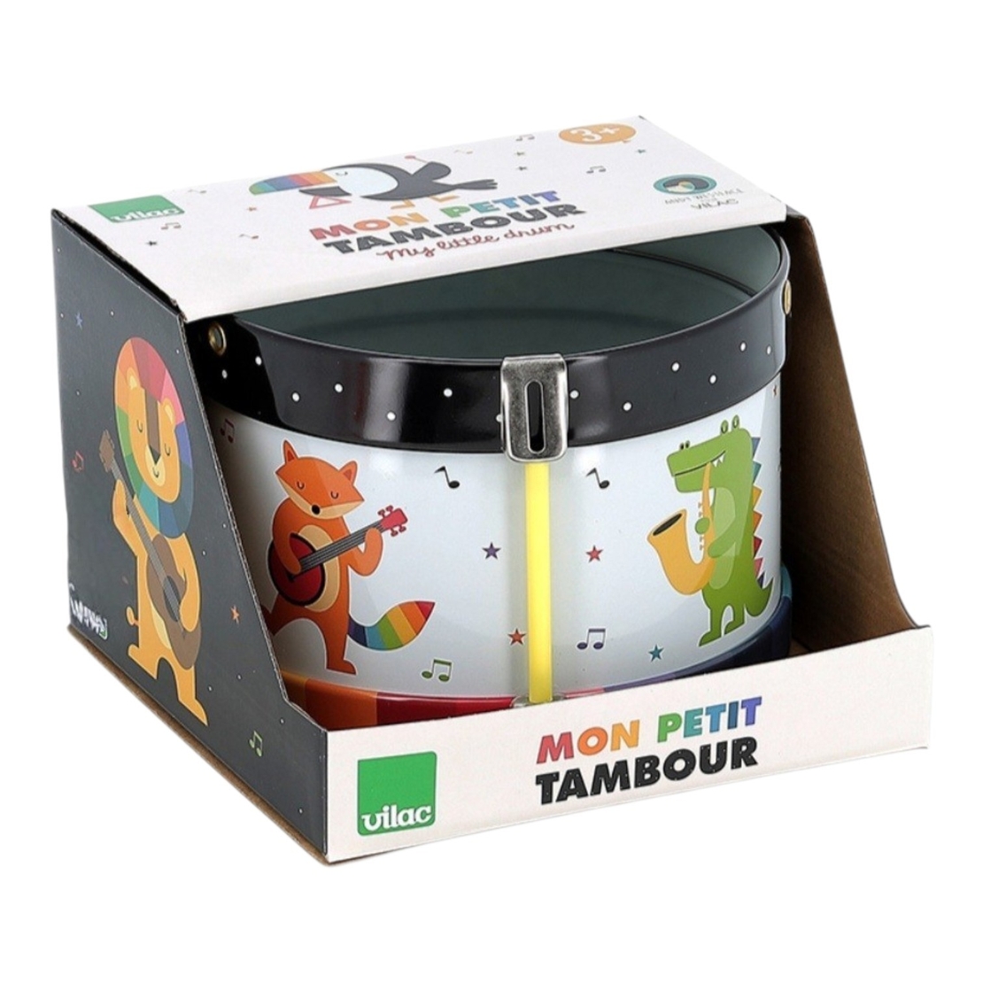 Tobă metalică curcubeu pentru copii Vilac Animale - Design Andy Westface