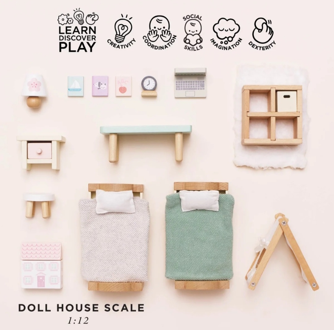 Set Mobilier din Lemn Daisylane pentru Camera Copiilor Căsuțe de Păpuși Le Toy Van
