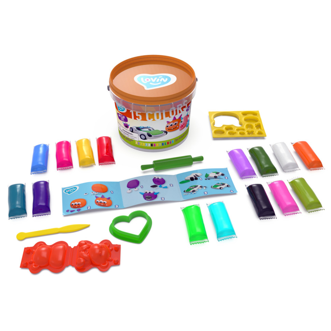 Set creativ de modelaj OKTO Clay Monsters Company, include aluat multicolor, matrite pentru monstri si accesorii, 3 ani+