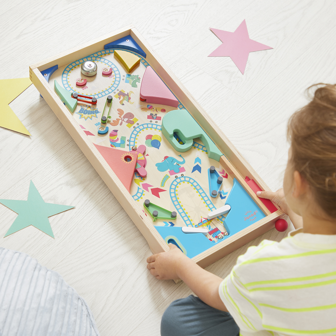Joc Pinball din lemn Janod Applepop ,joc de îndemânare pentru copii, 5 ani+