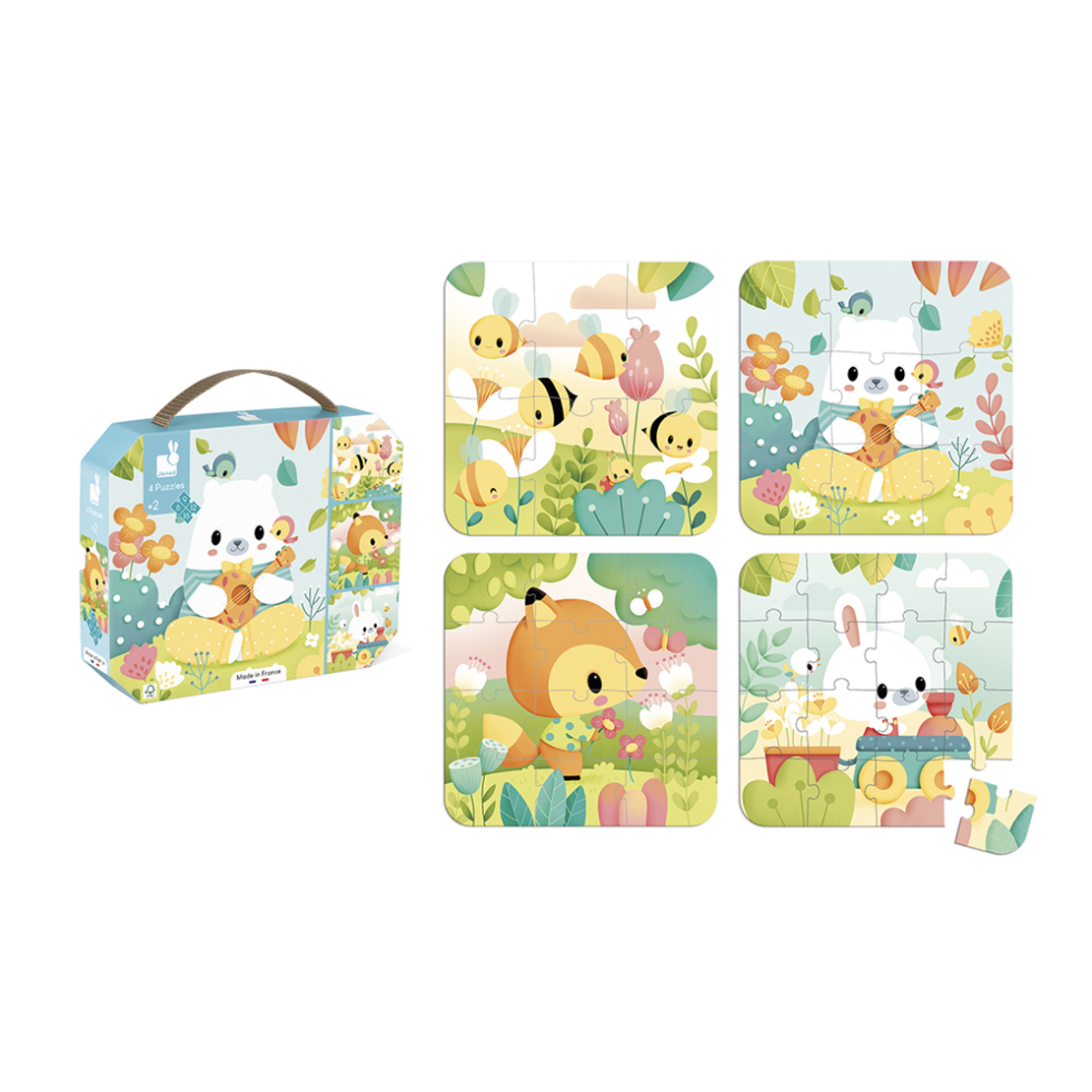 Puzzle progresiv 4 in 1, Janod, animalute, 2 ani+
