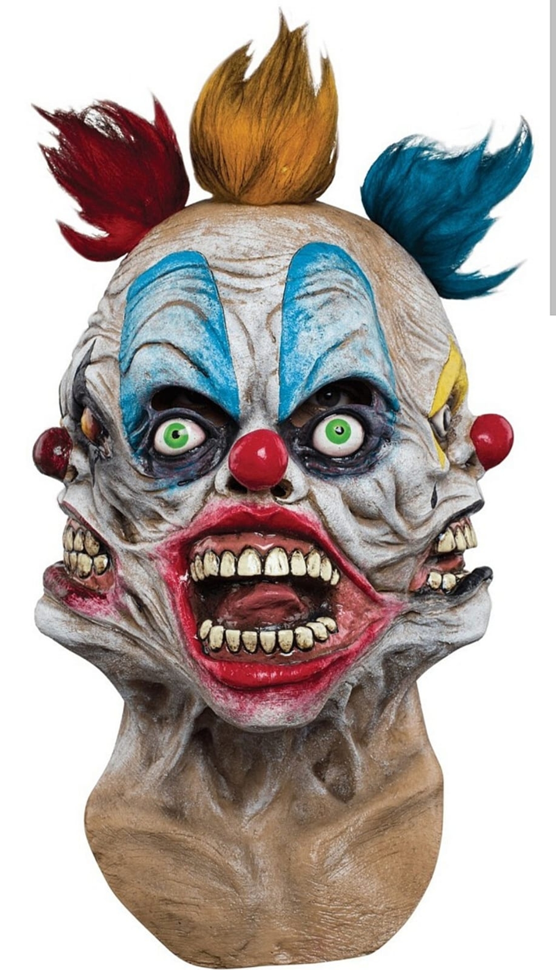 Mască Premium din Latex Tripolar Clown (Cu Trei Fețe) – Mărime Universală Adulți