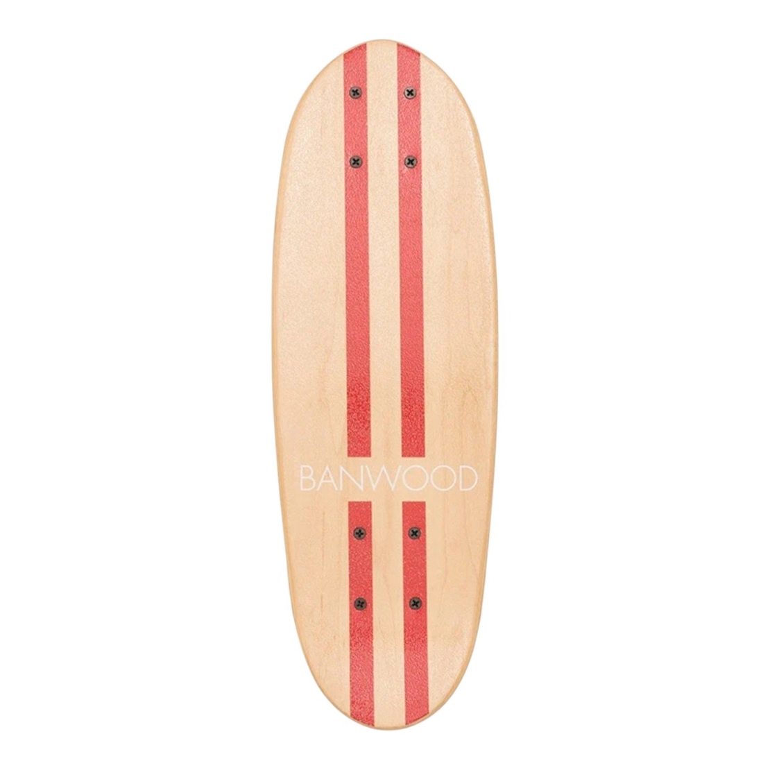 Skateboard din lemn pentru copii Banwood, model Mini Cruiser Retro, cu roti moi si rulmenti ABEC-7, Rosu, 3 ani+
