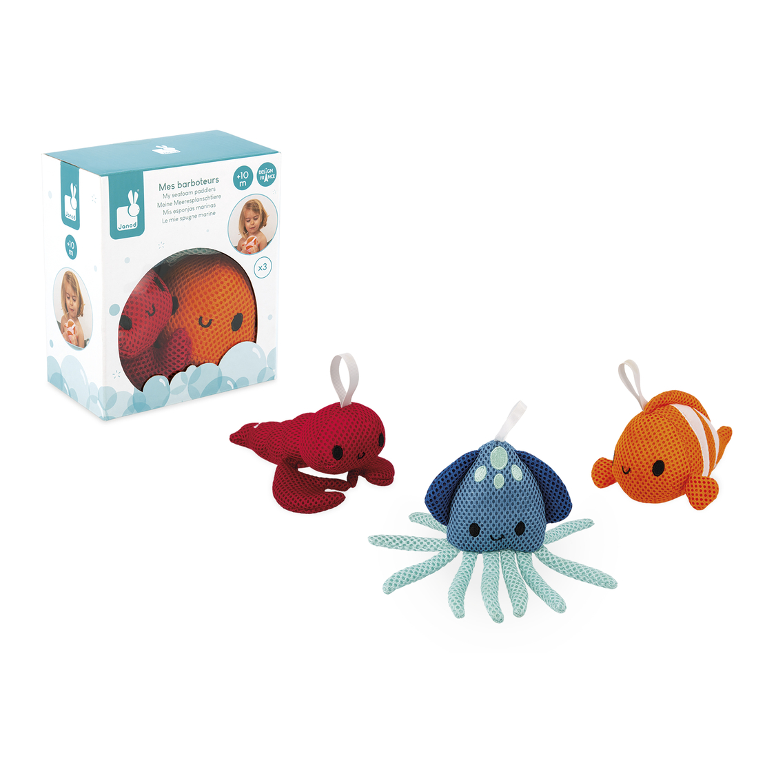 Jucarii pentru baie, Janod, set 3 animale marine, 10 luni+