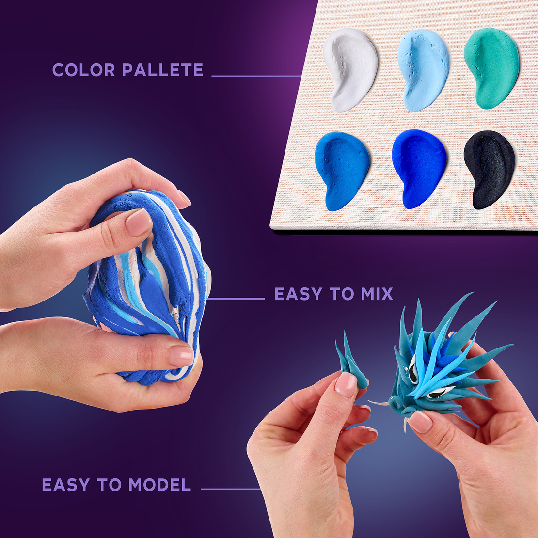 Set pictură 3D cu argilă ușoară OKTO Sensory Art - Manga Water (29 x 29 cm)