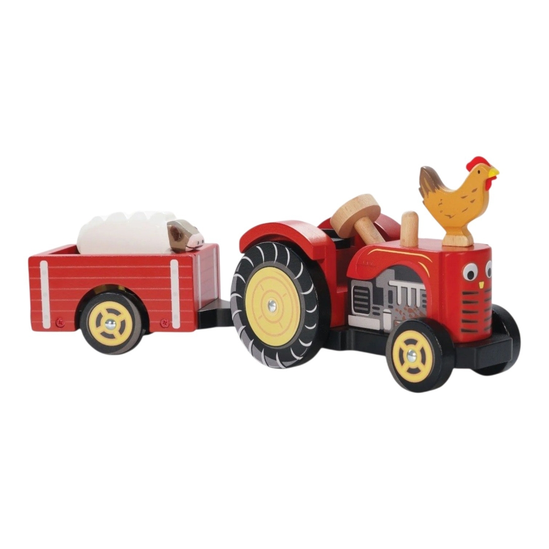 Set Tractor din Lemn cu Remorcă Detașabilă Le Toy Van, Roșu