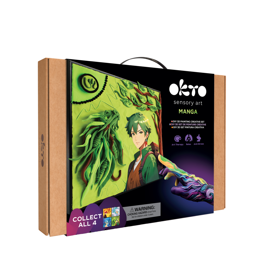OKTO Sensory Art - Set pictură 3D cu argilă ușoară, Manga Ground (29x29 cm)