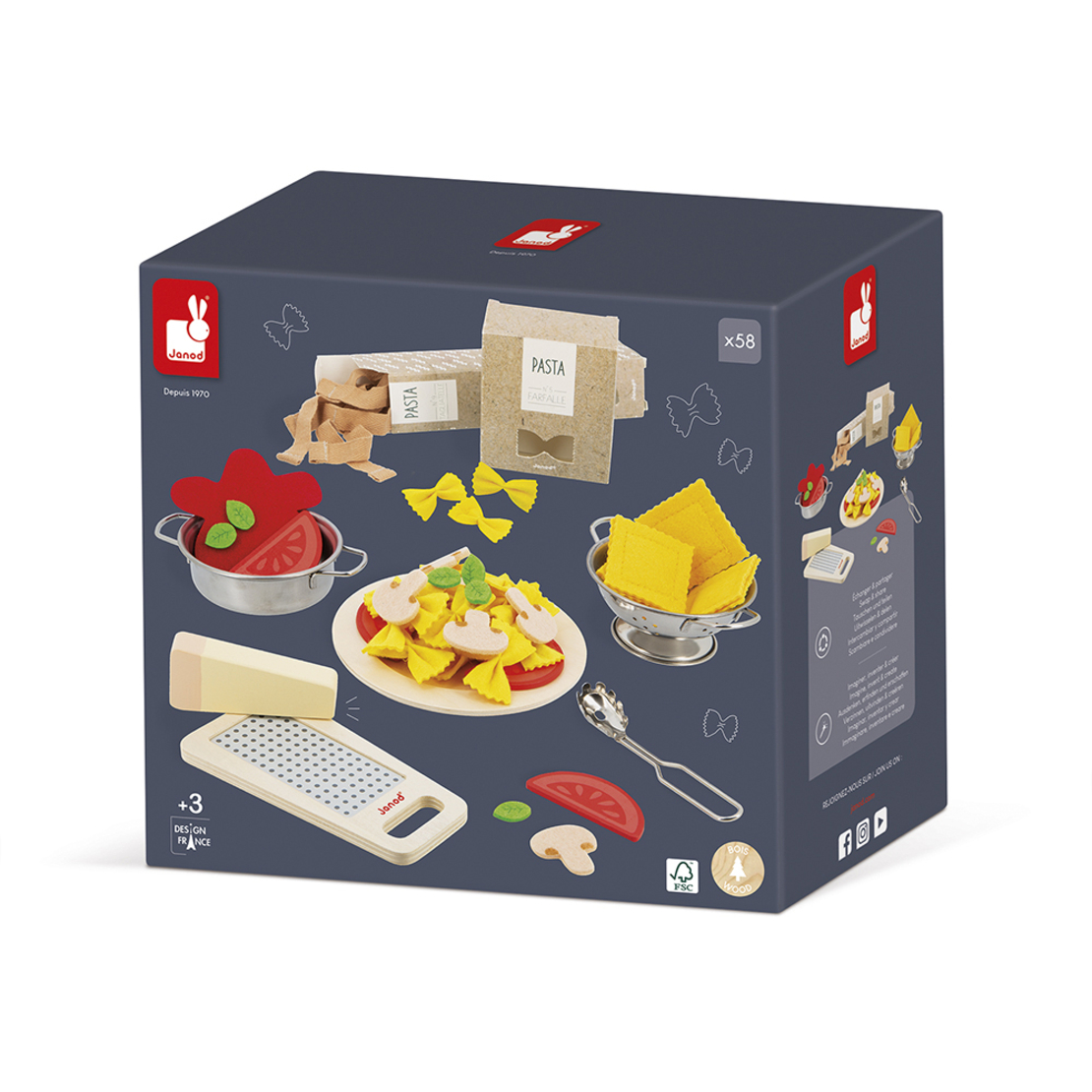 Set de joaca, Janod, Mix de paste, 58 piese, 3 ani+