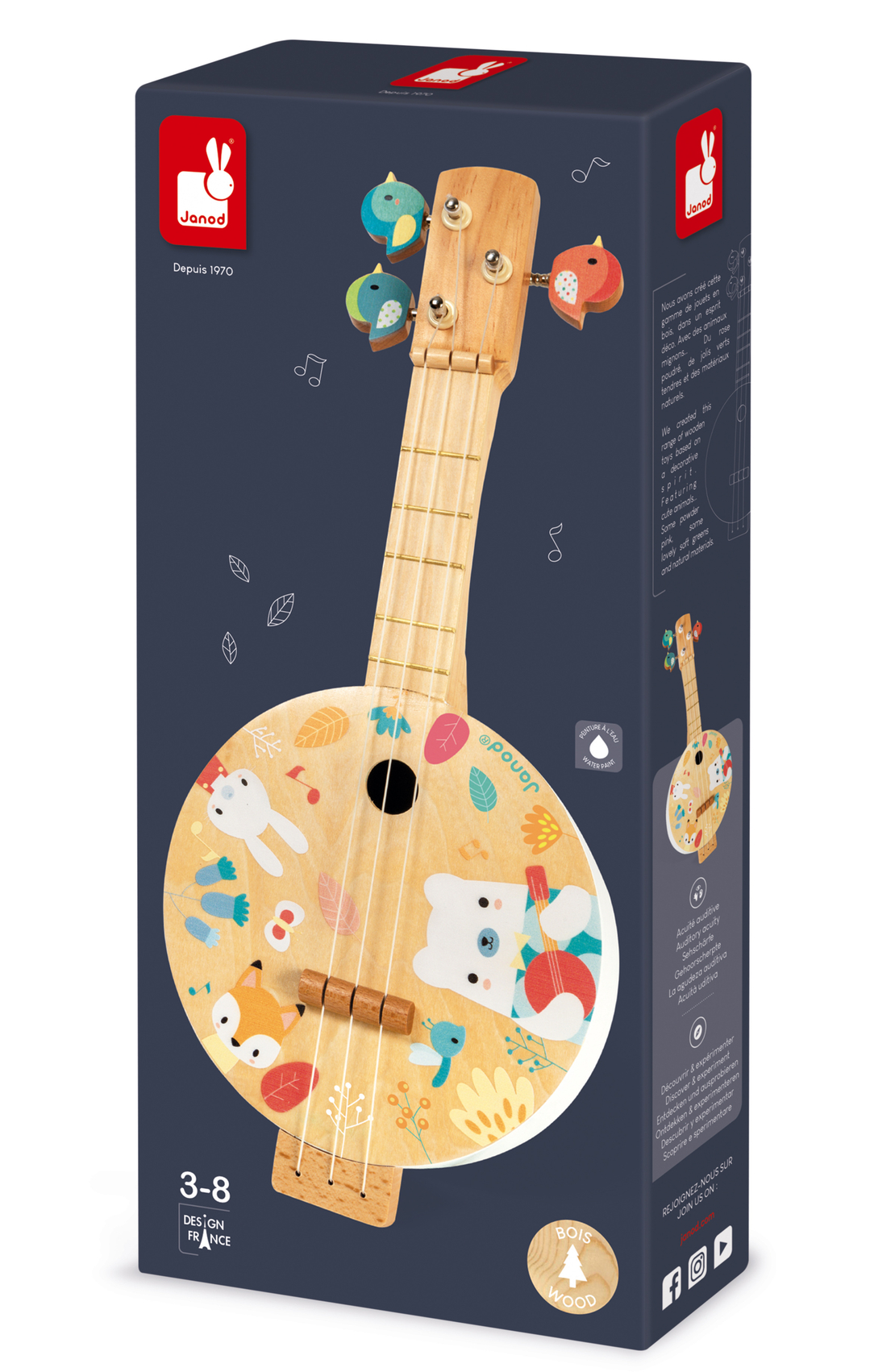Mandolina din lemn, Janod, multicolor