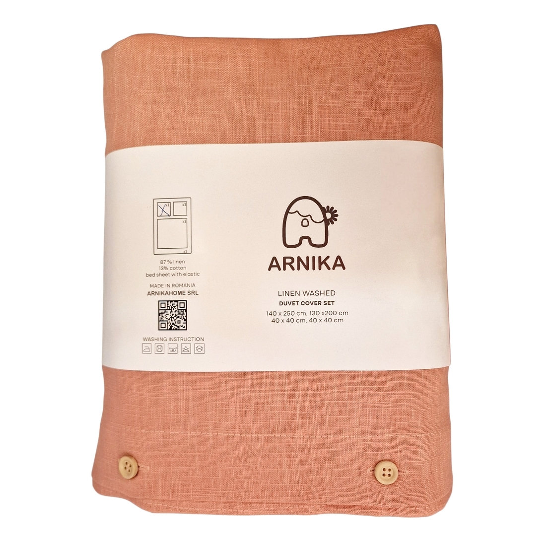 Set Lenjerie de Pat Premium Arnika Home – In și Bumbac,ROSE, Dimensiuni Standard - ARNIKA