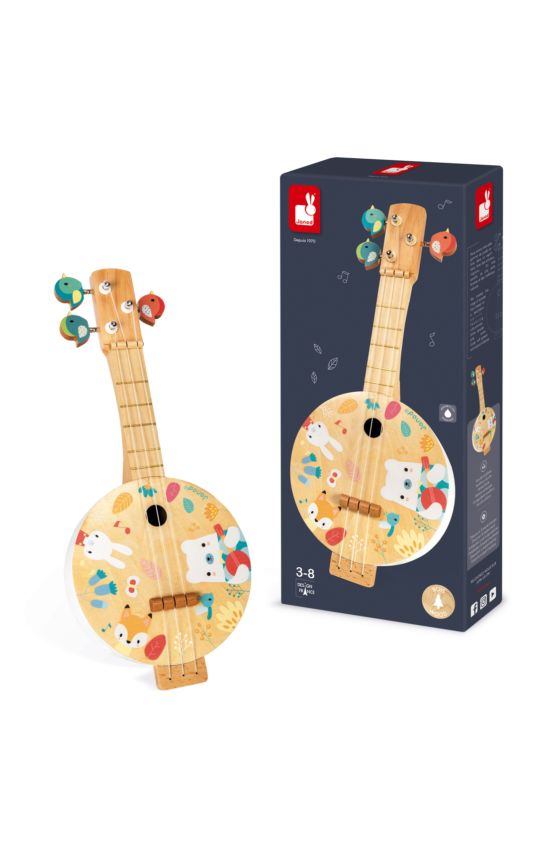 Mandolina din lemn, Janod, multicolor