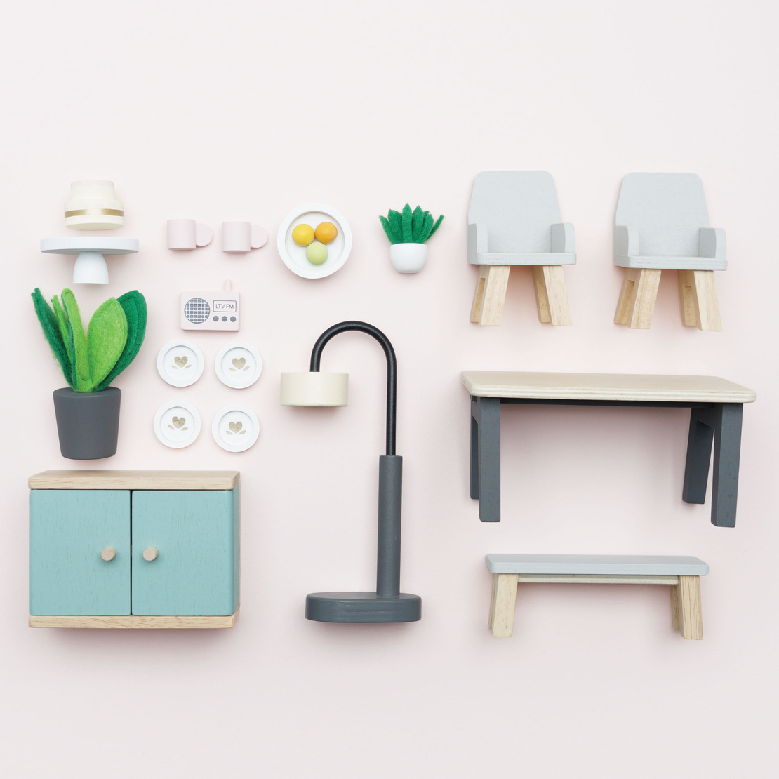 Mobilier casuta papusi, Le Toy Van, dining room, 18 piese, din lemn