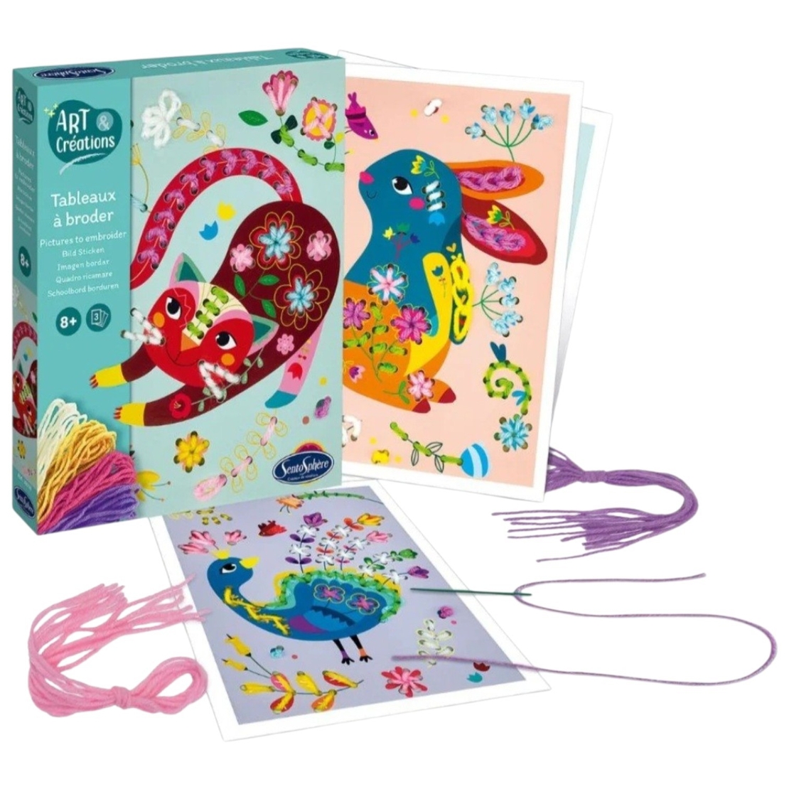 Kit Creativ Broderie pentru Copii, Sentosphere - Tablouri cu Animale