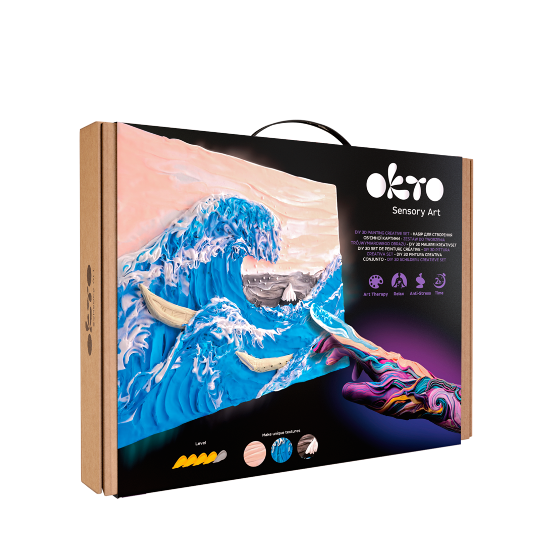 Set Pictură 3D cu Argilă Ușoară Okto Sensory Art - Waves (30x40 cm)