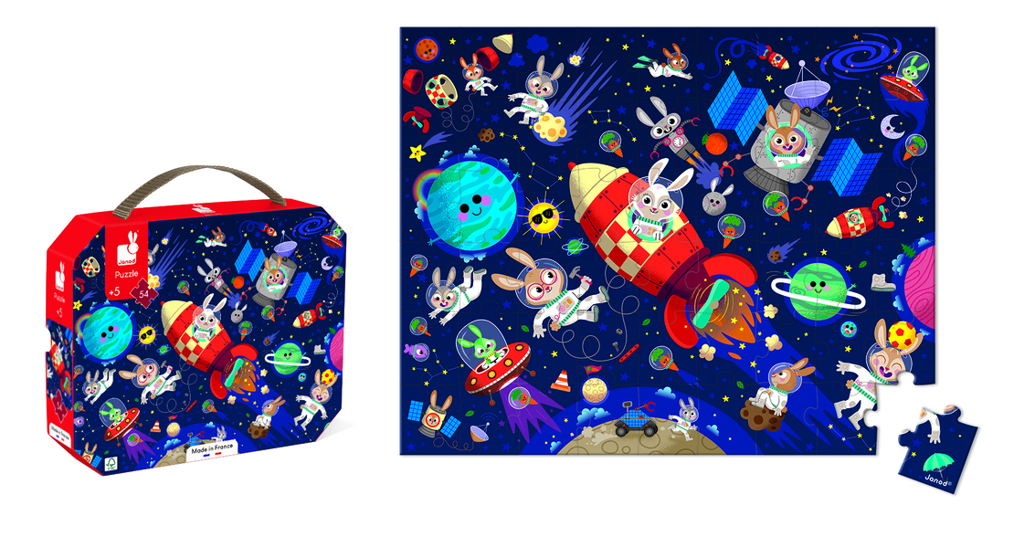 Puzzle racheta, Janod, 54 piese, 5 ani+
