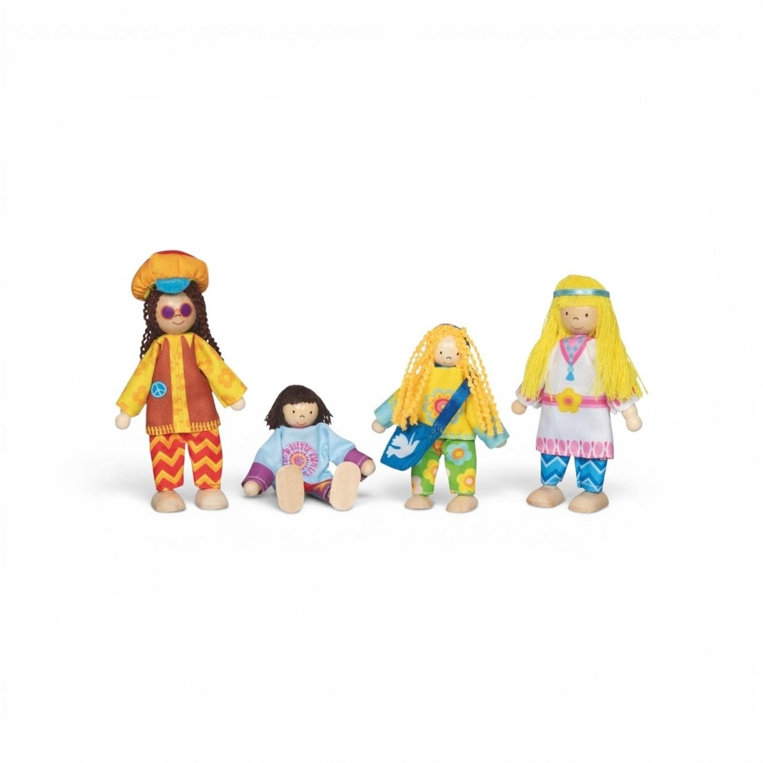 Set de păpuși flexibile din lemn „Love & Harmony Family” în stil retro, Goki