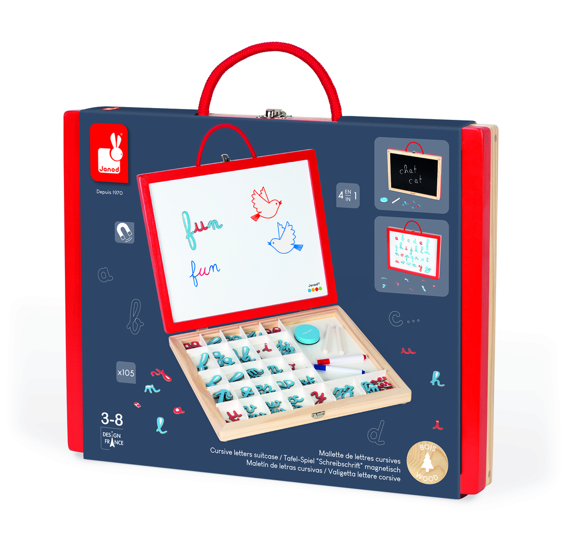Joc educativ cu magnet, Janod, literele de mana, 3 ani+