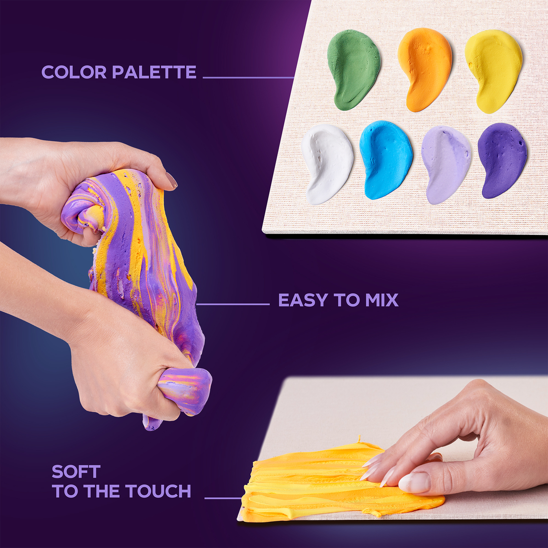 Okto Sensory Art - Set pictură 3D cu argilă ușoară „Irises”
