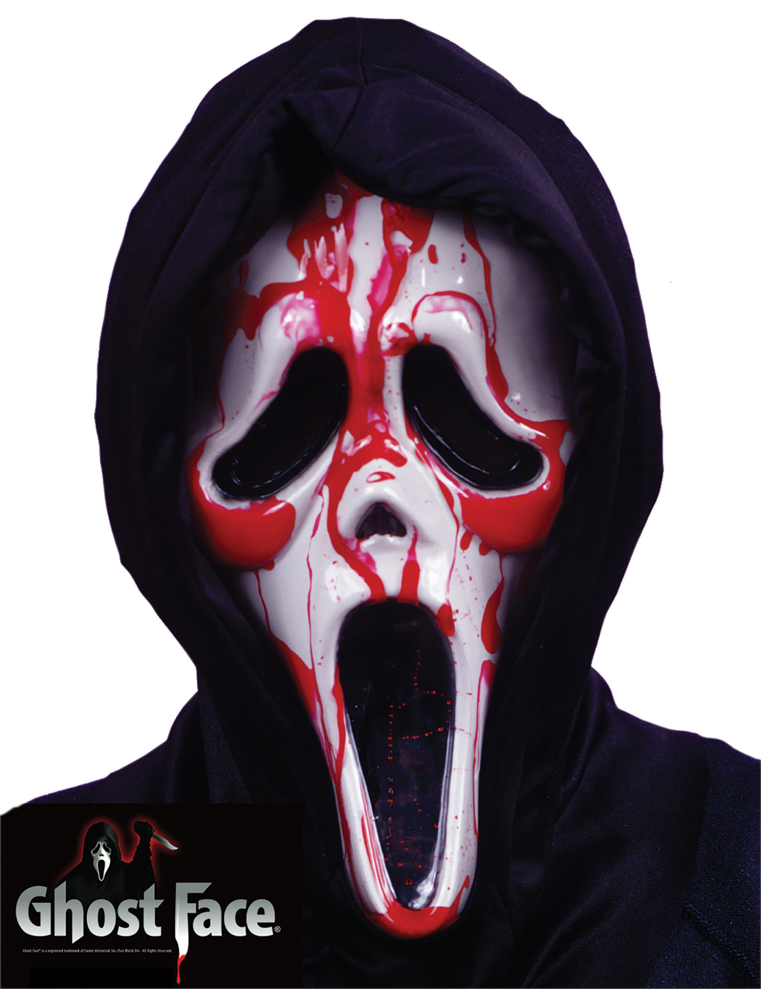 Mască Halloween Fun World, Ghost Face Bleeding Mask, Licență Oficială Scream, Cu Sânge și Glugă