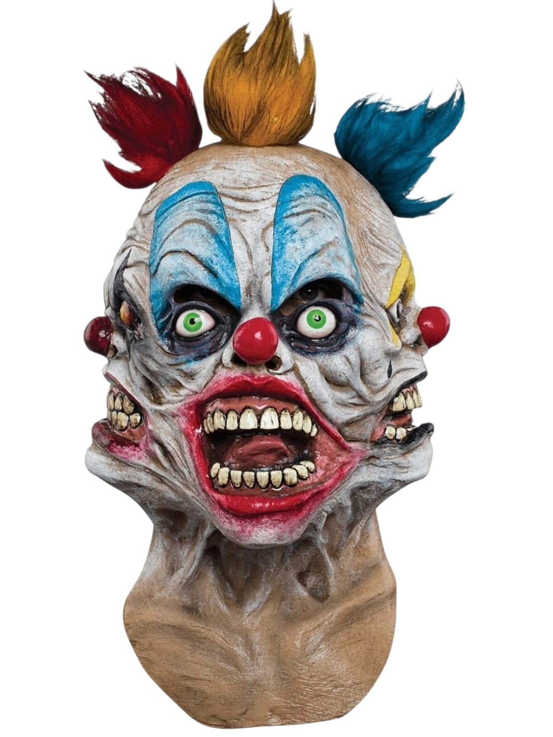 Mască Premium din Latex Tripolar Clown (Cu Trei Fețe) – Mărime Universală Adulți